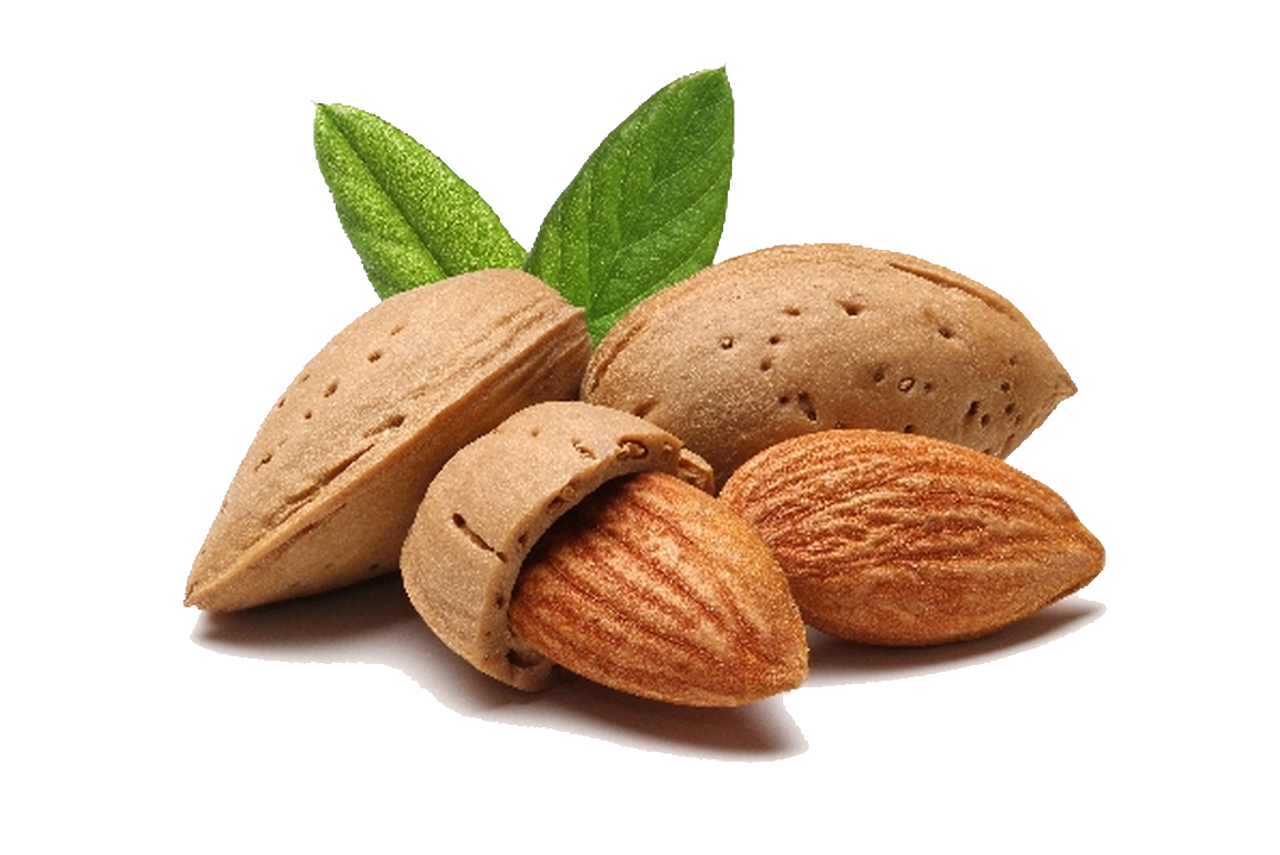 Shelled and unshelled almonds